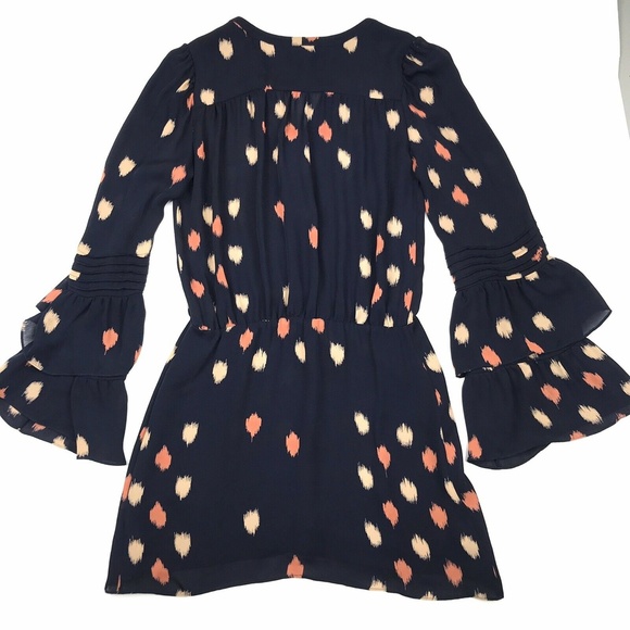 Parker Bell Sleeve Silk Mini Dress Sz XS - Picture 3 of 7